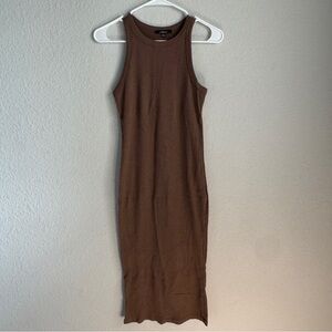 Ambiance Sleeveless Brown Midi Dress
